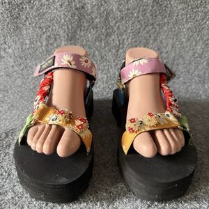 Kurt Geiger London Orion Beaded Floral Strappy Platform Sandals Women’s 5